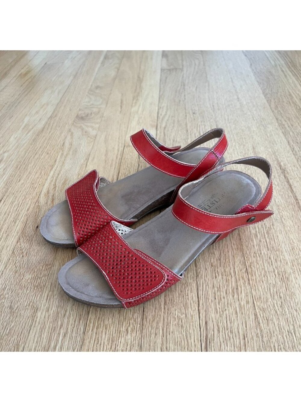 L'Artiste by Spring Step Lexy Red Leather Wedge Sandals Women's Size EU 40/US 9